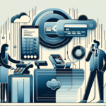 a depiction of a business owner making a call for a merchant account voice authorization