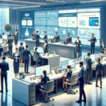 Here is an illustration depicting an Acquiring Bank office