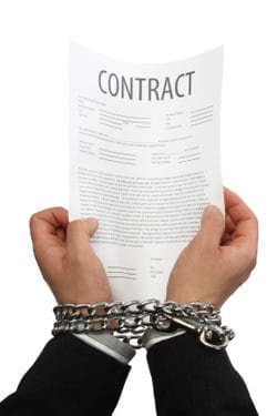 Hands chained to a contract