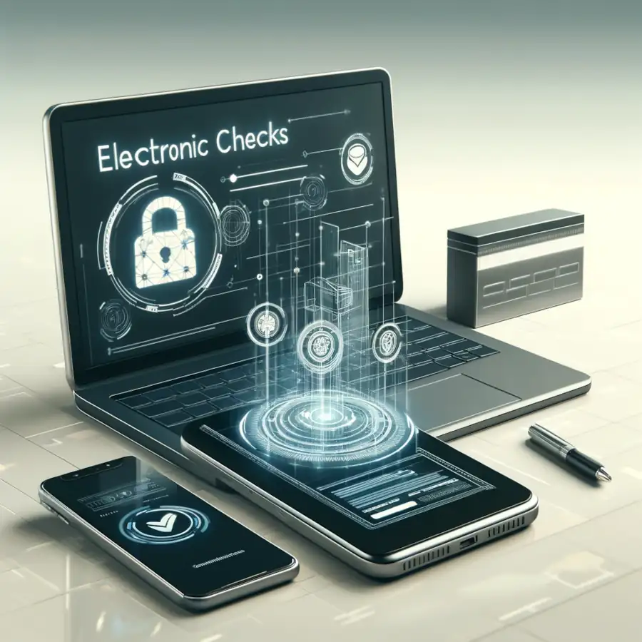a depiction of electronic checks in merchant accounts
