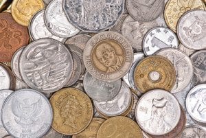 Coins in multiple different currencies
