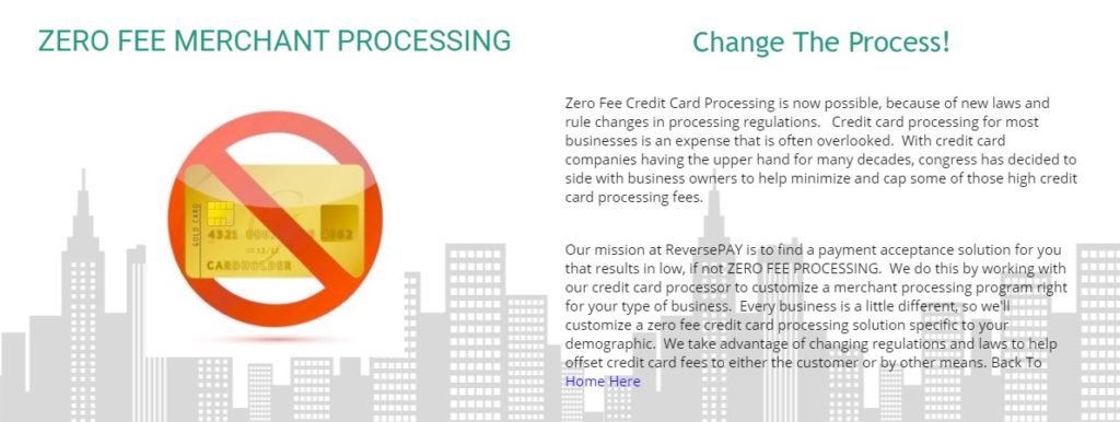 reversepay zero fee merchant processing