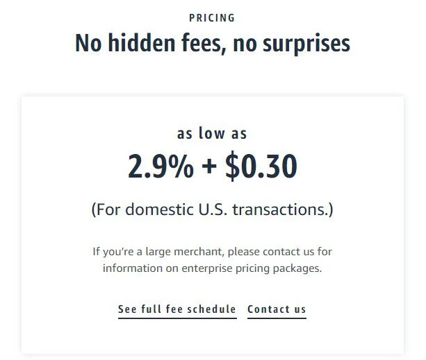 Amazon Pay rates