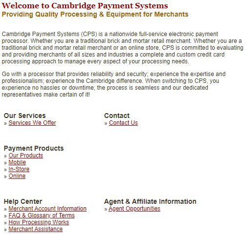 Cambridge Payment Systems payment processing