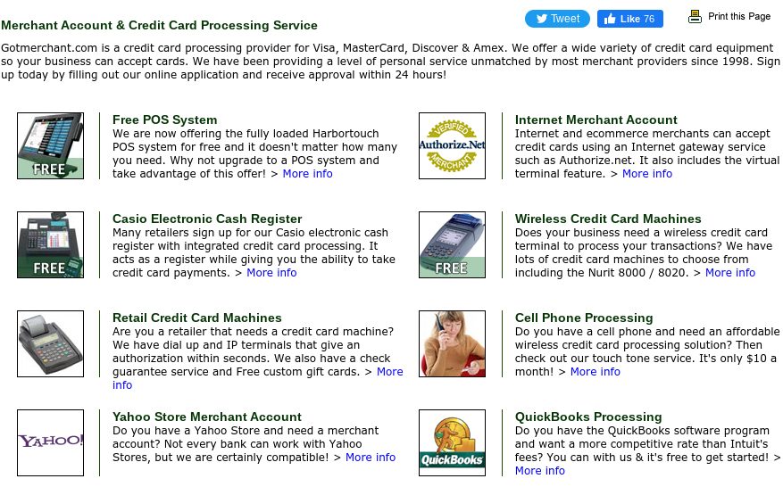 GotMerchant.com payment processing services