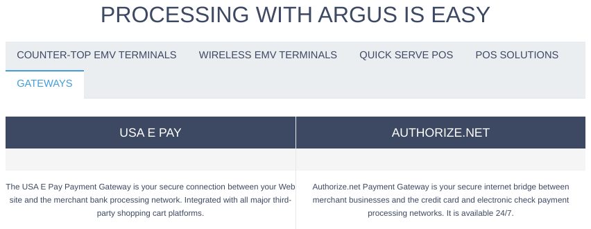 Argust Merchant Services payment gateway and virtual terminal