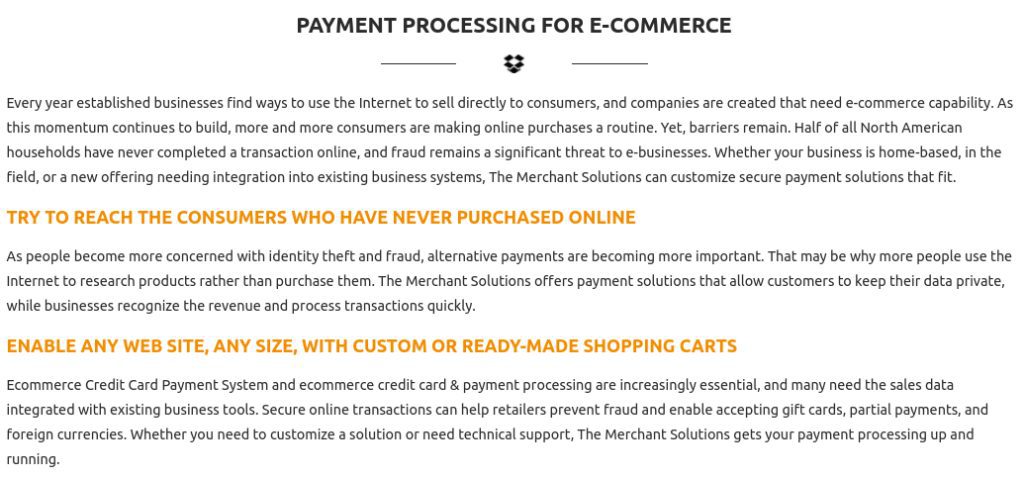The Merchant Solutions e-commerce