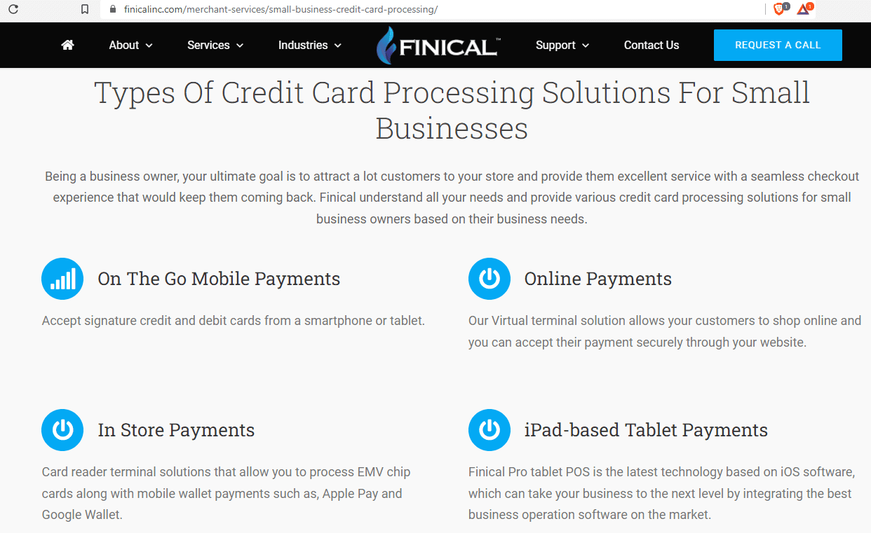 Finical Inc. payment processing