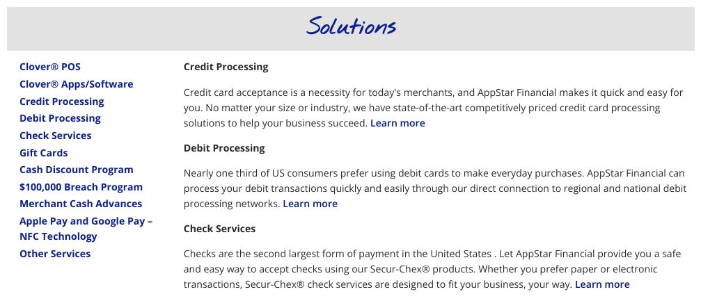 Appstar Financial payment processing