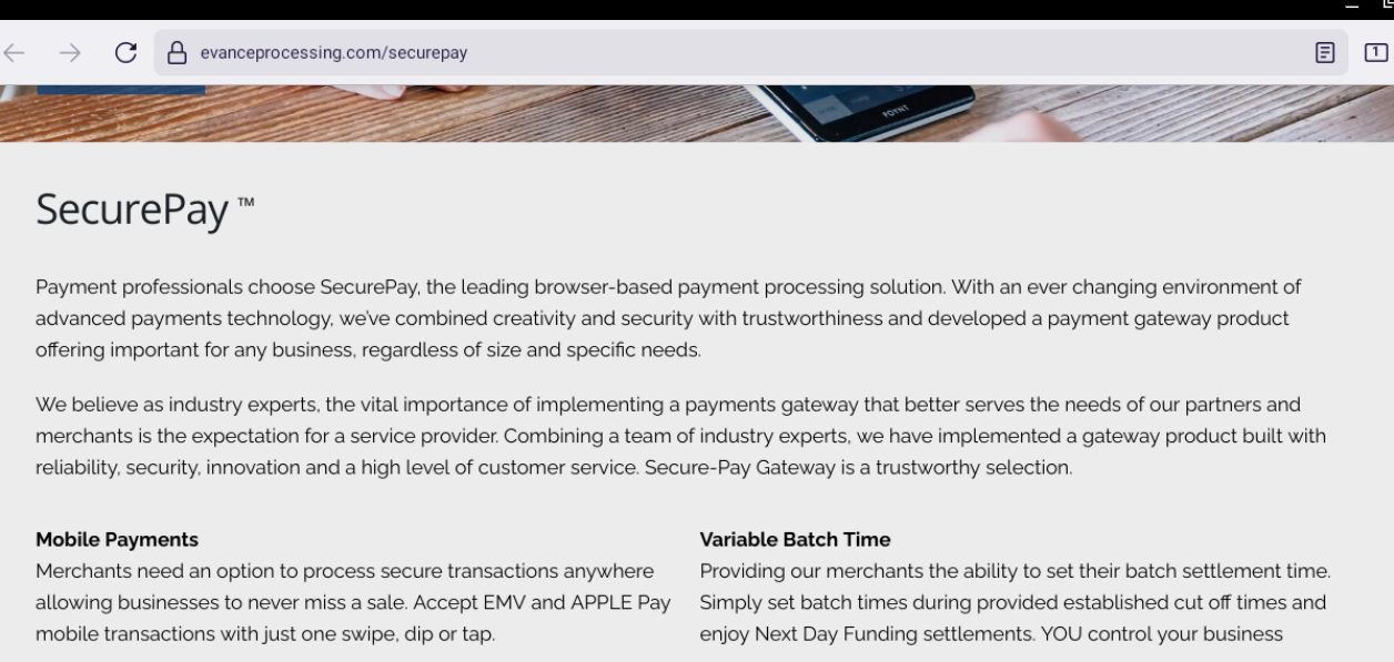eVance Processing payment gateway