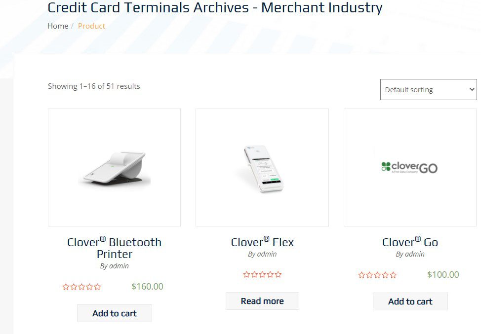 Merchant Industry credit card terminals