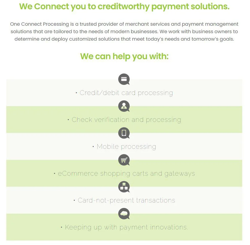 One Connect Processing payment processing