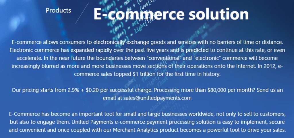 Unified Payments ecommerce solutions