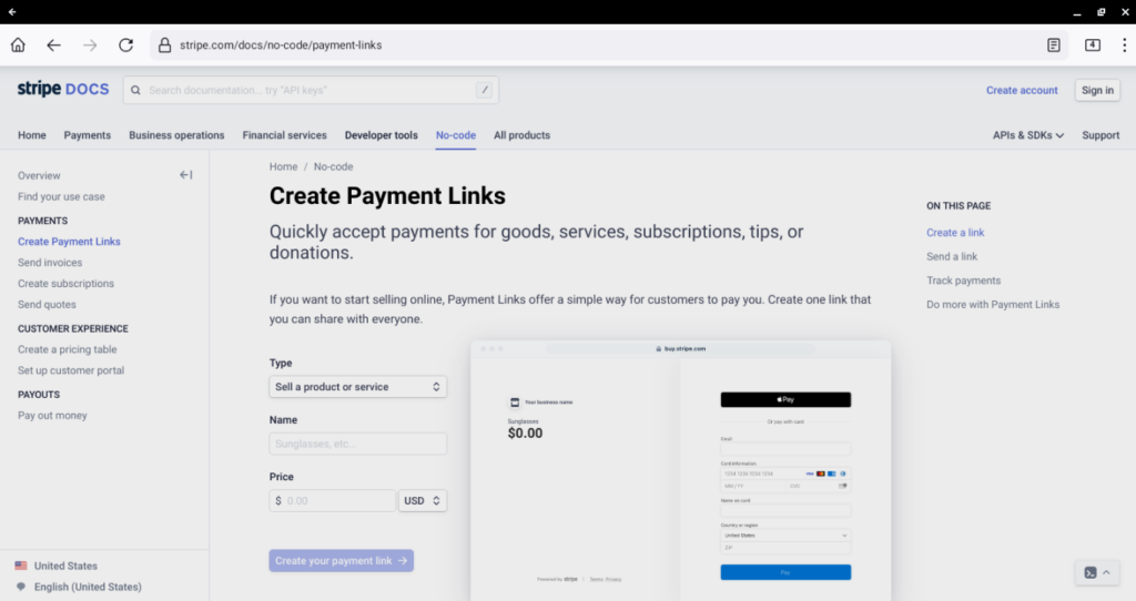 Payment links for Stripe