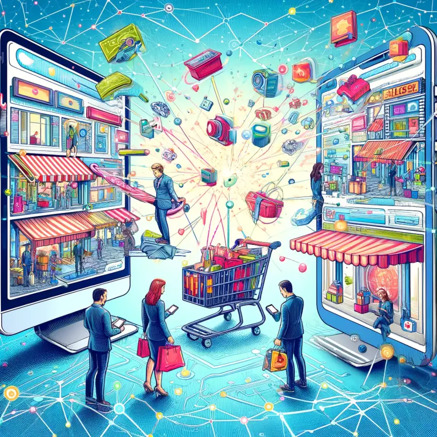 Here is the illustration representing e-commerce.