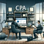 Here is the illustration depicting the concept of the best CPA merchant account, set in a modern CPA office.