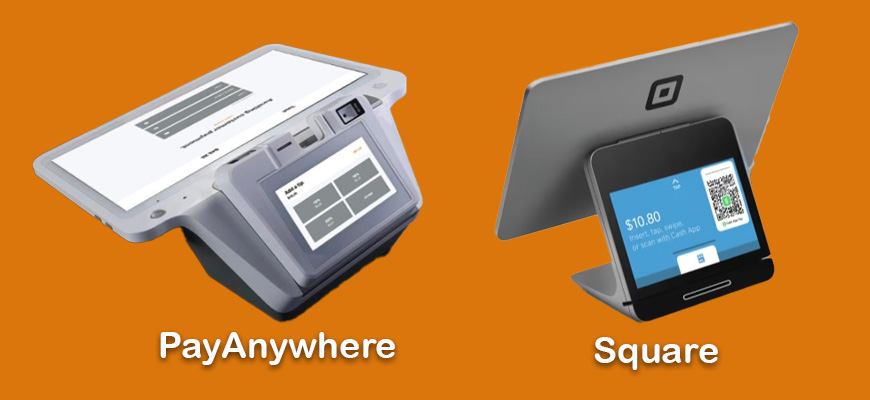 A side by side comparison of POS systems by PayAnywhere and Square