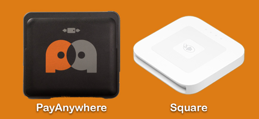 side by side comparison of payanywhere credit card reader and square credit card reader.
