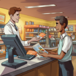 a person paying with a credit card at a business