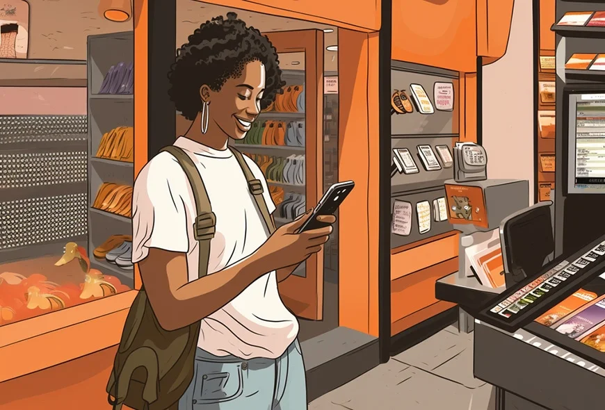a customer paying with a digital wallet