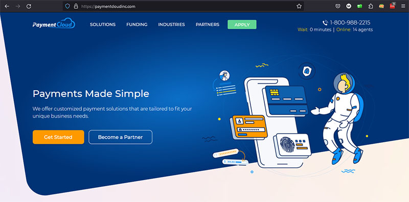 a screen capture of the paymentcloud homepage
