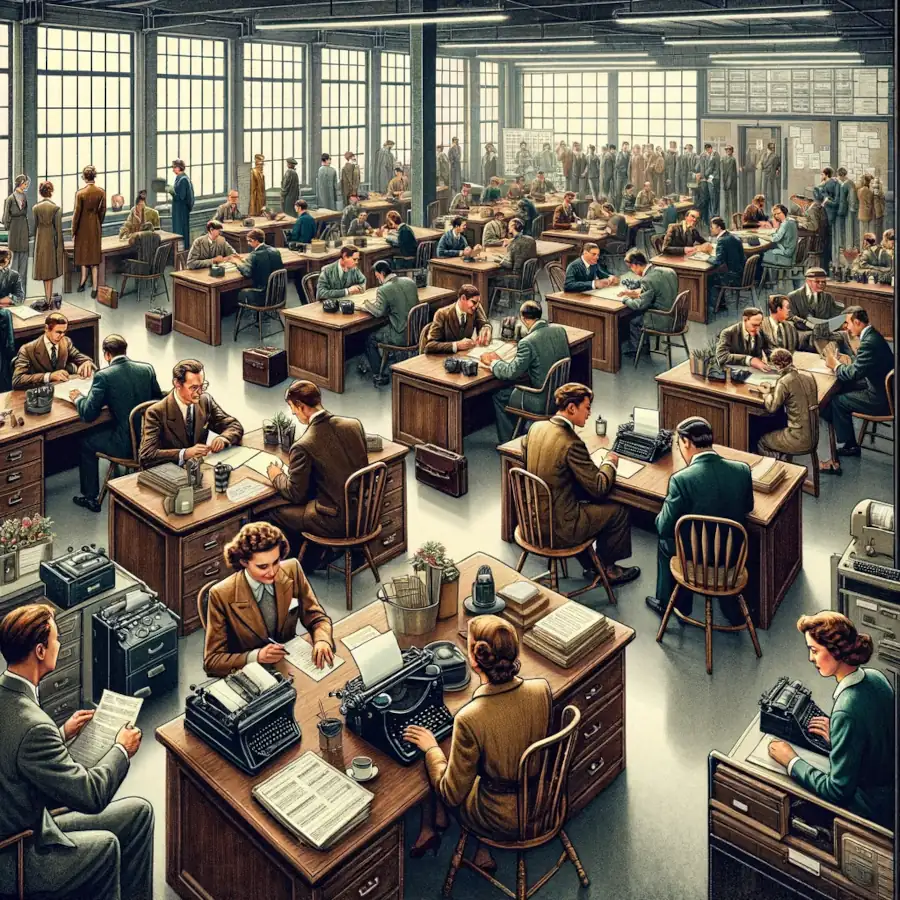 Here is the illustration depicting a Hiring Mill in a vintage style.