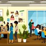 This is an illustration of a non-profit organizations office space.