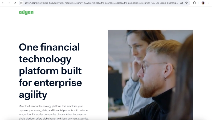 Screen Capture of Adyen Homepage