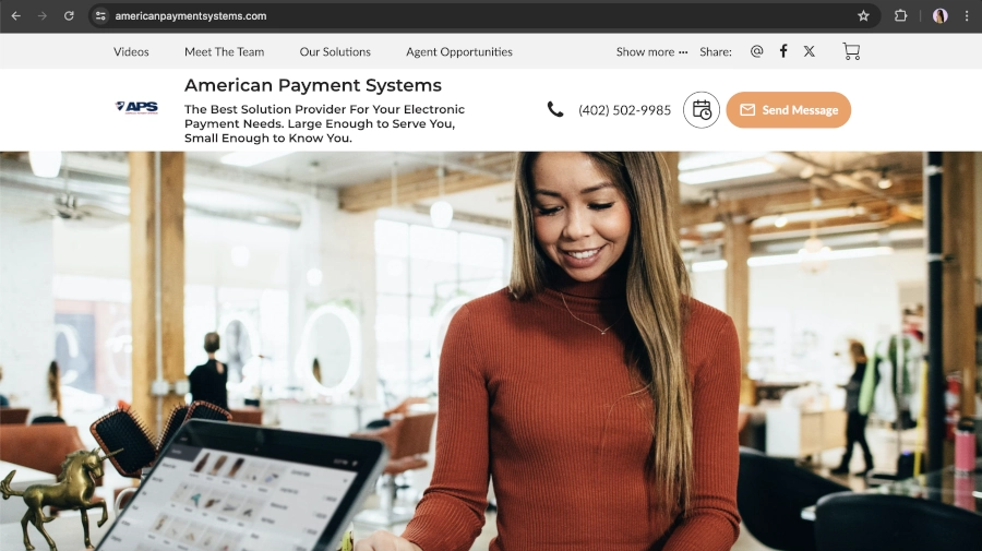 Screen Capture of American Payment Systems Homepage