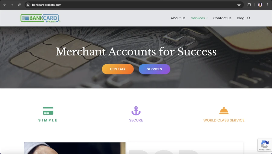 Screen Capture of Bankcard Brokers Homepage