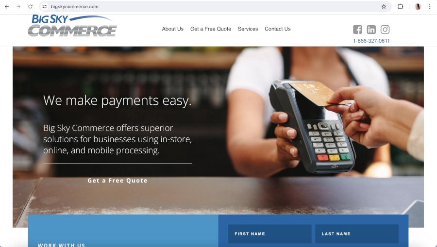 Screen Capture of Big Sky Homepage