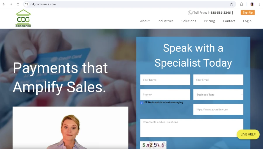 Screen Capture of CDG Commerce Homepage