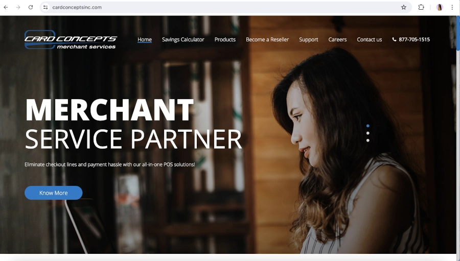 Screen Capture of Card Concepts Homepage