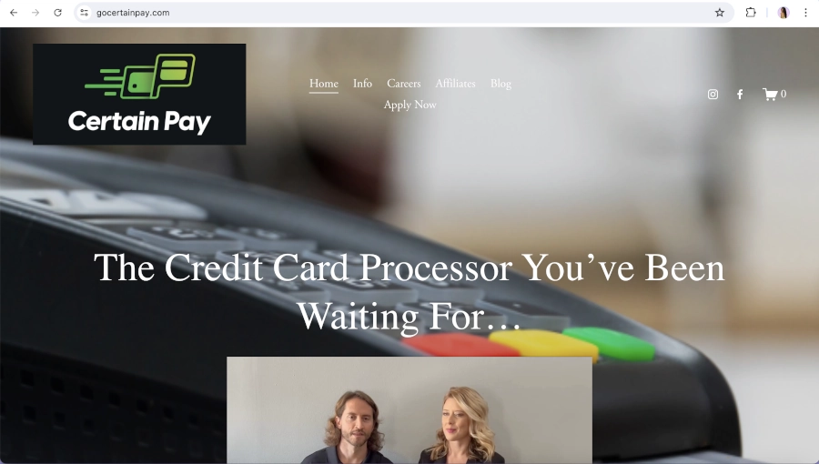 Screen Capture of Certain Pay Homepage