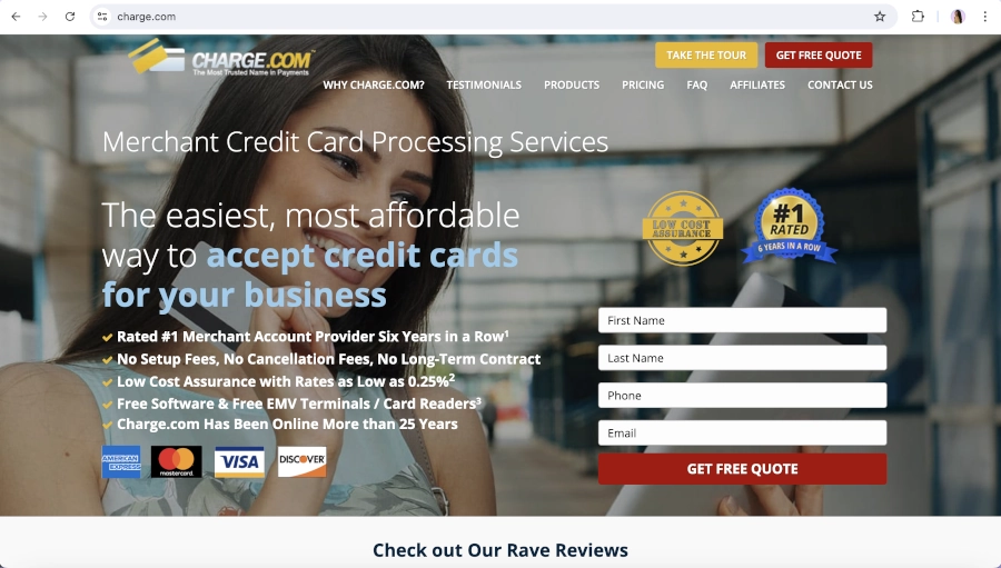 Screen Capture of Charge.com Homepage