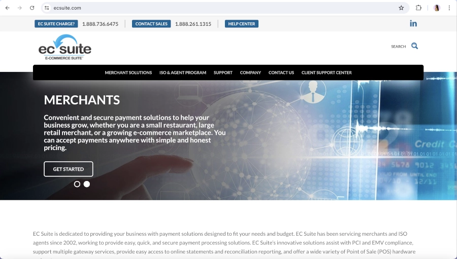 Screen Capture of EC Suite Homepage