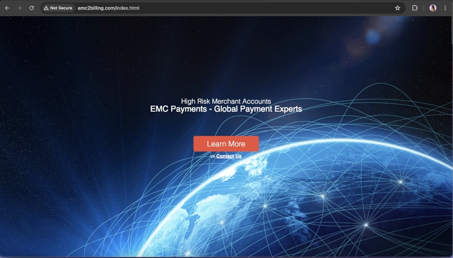 Screen Capture of EMC2 Billing Homepage