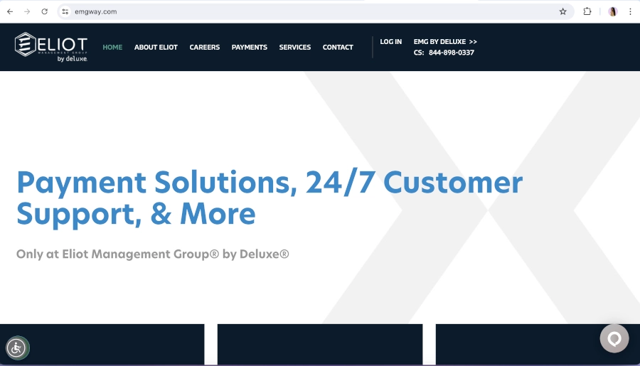 Screen Capture of Eliot Management Group Homepage