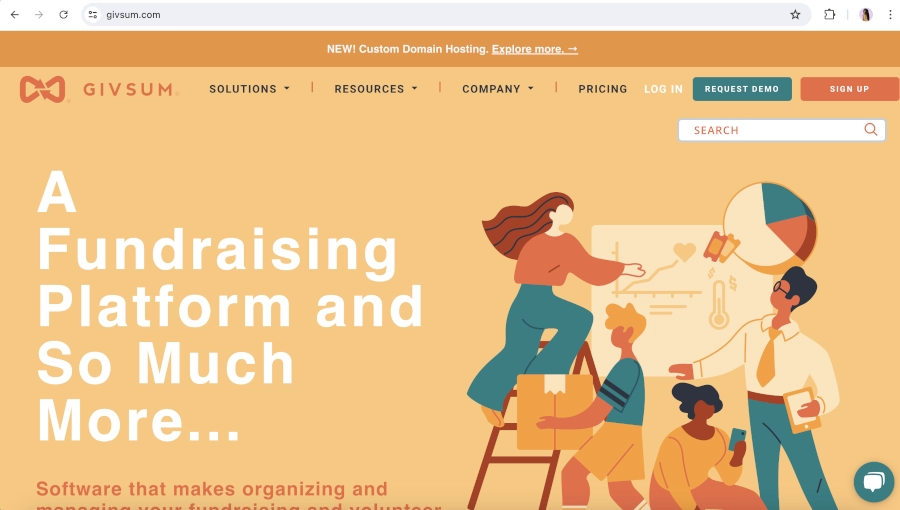 Screen Capture of Givsum Homepage