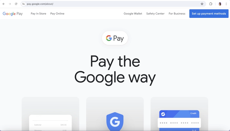 Screen Capture of Google Pay Homepage