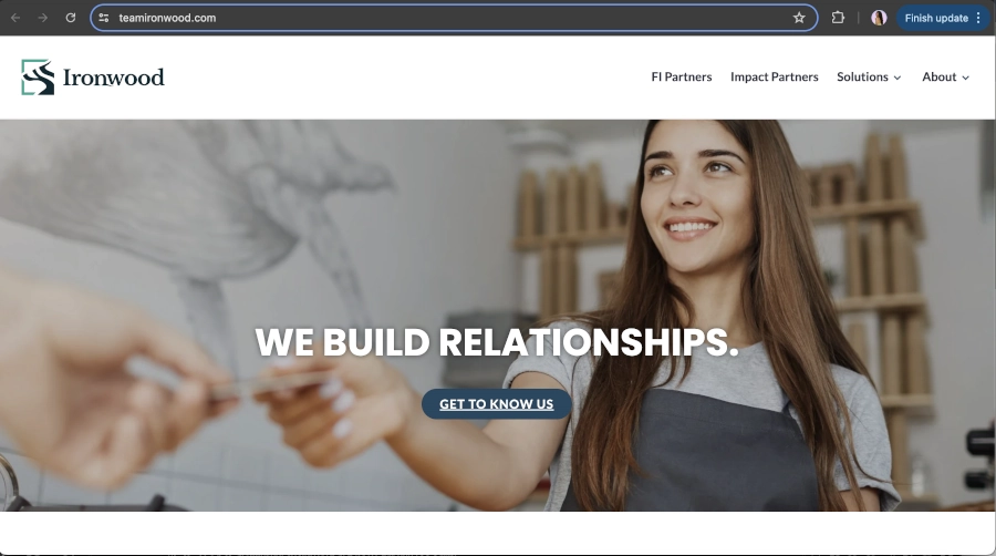 Screen Capture of Ironwood Payments Homepage