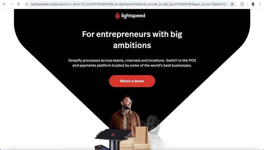 Screen Capture of Lightspeed POS Homepage