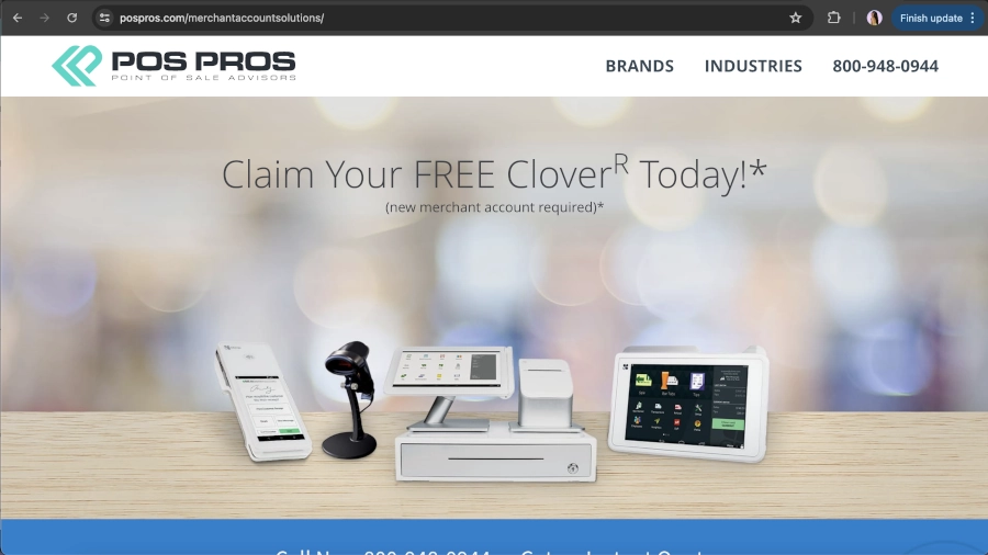 Screen Capture of Merchant Account Solutions (POS Pros) Homepage