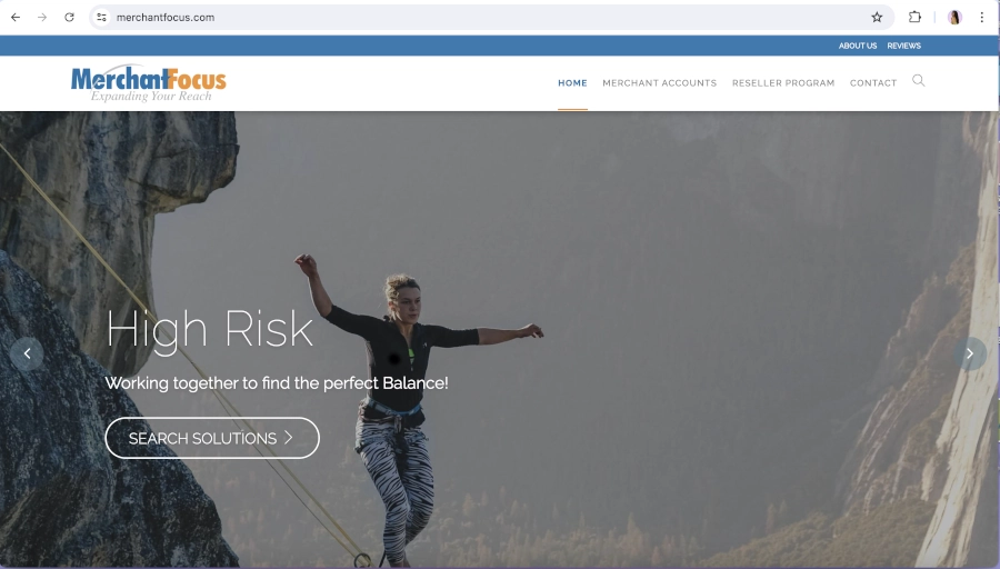 Screen Capture of Merchant Focus Homepage