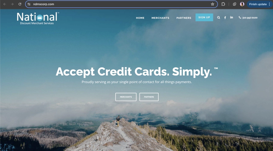 Screen Capture of National Discount Homepage