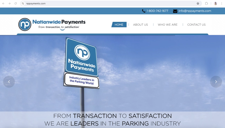 screen capture of the nationwide payments homepage