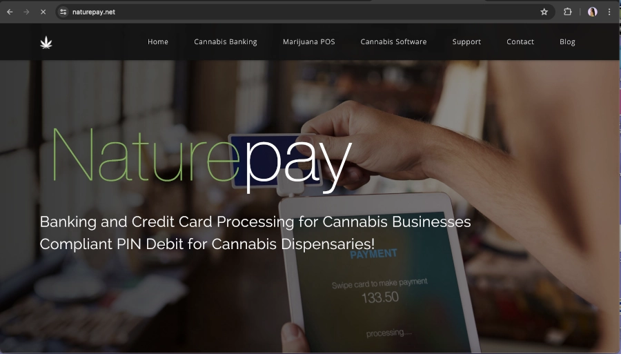 Screen Capture of Naturepay Homepage