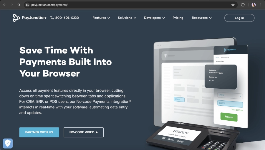 Screen Capture of PayJunction Homepage
