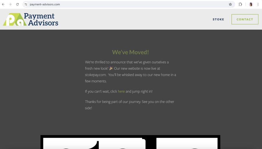 Screen Capture of Payment Advisors Homepage