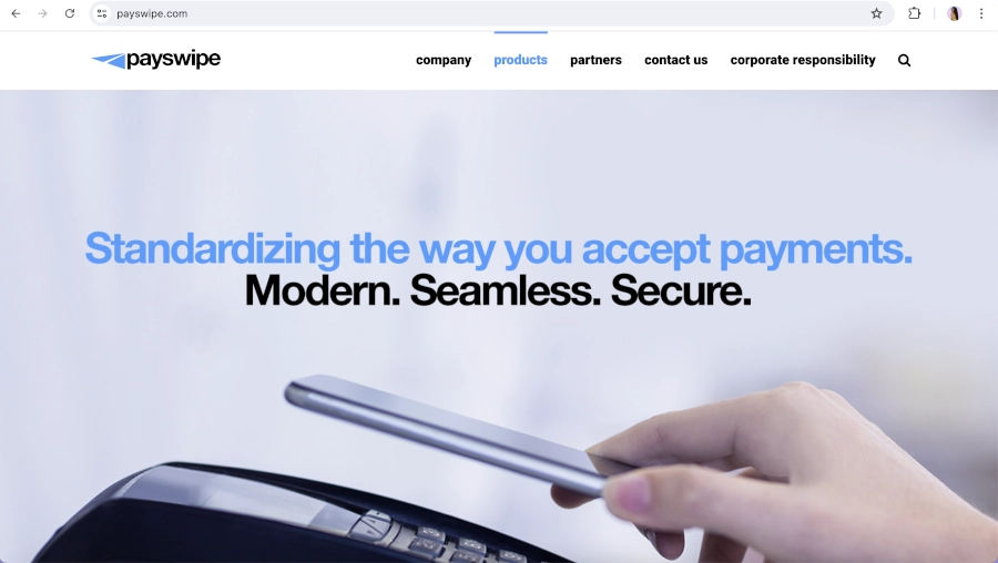 Screen Capture of Payswipe Homepage